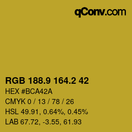 カラーコード: RGB 188.9 164.2 42 | qconv.com
