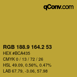 カラーコード: RGB 188.9 164.2 53 | qconv.com