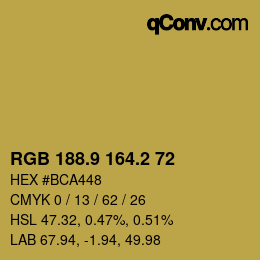 カラーコード: RGB 188.9 164.2 72 | qconv.com