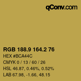 Color code: RGB 188.9 164.2 76 | qconv.com