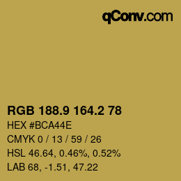 Color code: RGB 188.9 164.2 78 | qconv.com