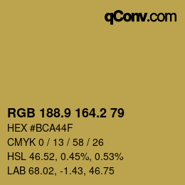 Color code: RGB 188.9 164.2 79 | qconv.com