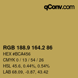 Color code: RGB 188.9 164.2 86 | qconv.com