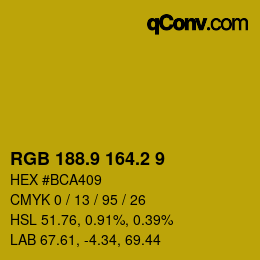 カラーコード: RGB 188.9 164.2 9 | qconv.com