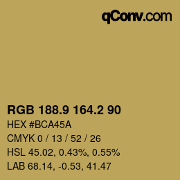 カラーコード: RGB 188.9 164.2 90 | qconv.com