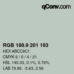 カラーコード: RGB 188.9 201 193 | qconv.com