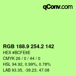 カラーコード: RGB 188.9 254.2 142 | qconv.com