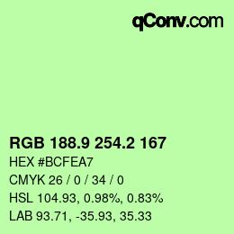 カラーコード: RGB 188.9 254.2 167 | qconv.com