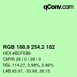 カラーコード: RGB 188.9 254.2 182 | qconv.com