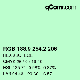 カラーコード: RGB 188.9 254.2 206 | qconv.com