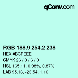 カラーコード: RGB 188.9 254.2 238 | qconv.com