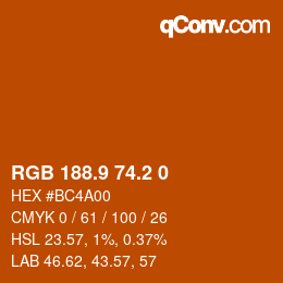 Color code: RGB 188.9 74.2 0 | qconv.com