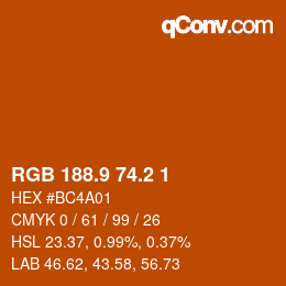 Color code: RGB 188.9 74.2 1 | qconv.com