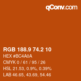 カラーコード: RGB 188.9 74.2 10 | qconv.com