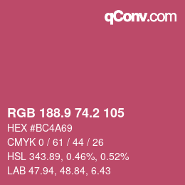 カラーコード: RGB 188.9 74.2 105 | qconv.com