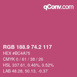 カラーコード: RGB 188.9 74.2 117 | qconv.com