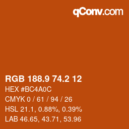 カラーコード: RGB 188.9 74.2 12 | qconv.com