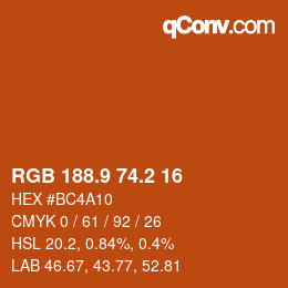 カラーコード: RGB 188.9 74.2 16 | qconv.com