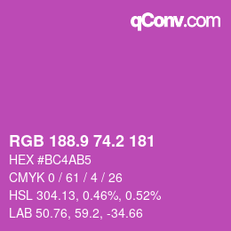 カラーコード: RGB 188.9 74.2 181 | qconv.com