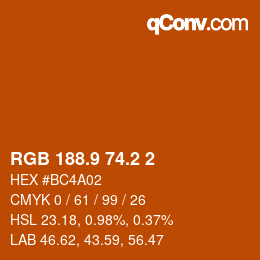 カラーコード: RGB 188.9 74.2 2 | qconv.com