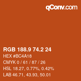 Color code: RGB 188.9 74.2 24 | qconv.com