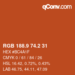 カラーコード: RGB 188.9 74.2 31 | qconv.com