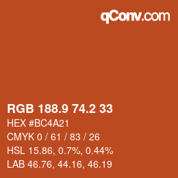Color code: RGB 188.9 74.2 33 | qconv.com