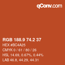 Color code: RGB 188.9 74.2 37 | qconv.com