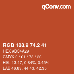 カラーコード: RGB 188.9 74.2 41 | qconv.com