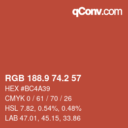 Color code: RGB 188.9 74.2 57 | qconv.com