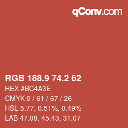 Color code: RGB 188.9 74.2 62 | qconv.com