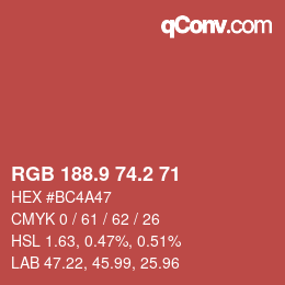 Color code: RGB 188.9 74.2 71 | qconv.com