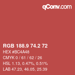Color code: RGB 188.9 74.2 72 | qconv.com