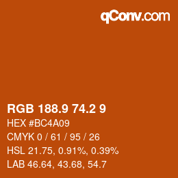 Color code: RGB 188.9 74.2 9 | qconv.com