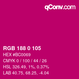 Color code: RGB 188 0 105 | qconv.com