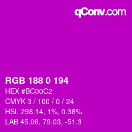 颜色代码: RGB 188 0 194 | qconv.com
