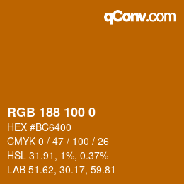 Color code: RGB 188 100 0 | qconv.com