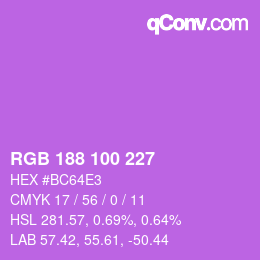 Color code: RGB 188 100 227 | qconv.com
