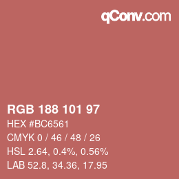 Color code: RGB 188 101 97 | qconv.com