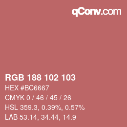 Color code: RGB 188 102 103 | qconv.com