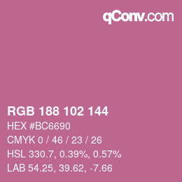 Color code: RGB 188 102 144 | qconv.com