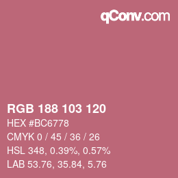 颜色代码: RGB 188 103 120 | qconv.com