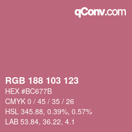 Color code: RGB 188 103 123 | qconv.com