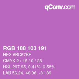 Color code: RGB 188 103 191 | qconv.com