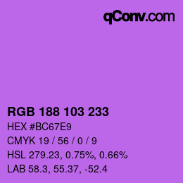 Color code: RGB 188 103 233 | qconv.com