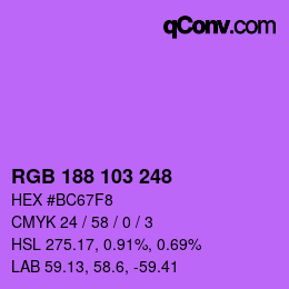 カラーコード: RGB 188 103 248 | qconv.com