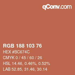Color code: RGB 188 103 76 | qconv.com