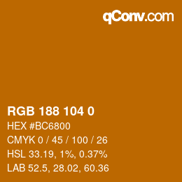 Color code: RGB 188 104 0 | qconv.com