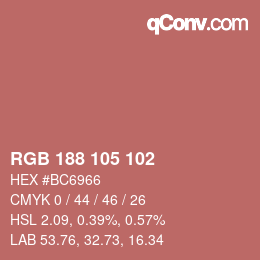 Color code: RGB 188 105 102 | qconv.com