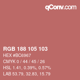 Color code: RGB 188 105 103 | qconv.com